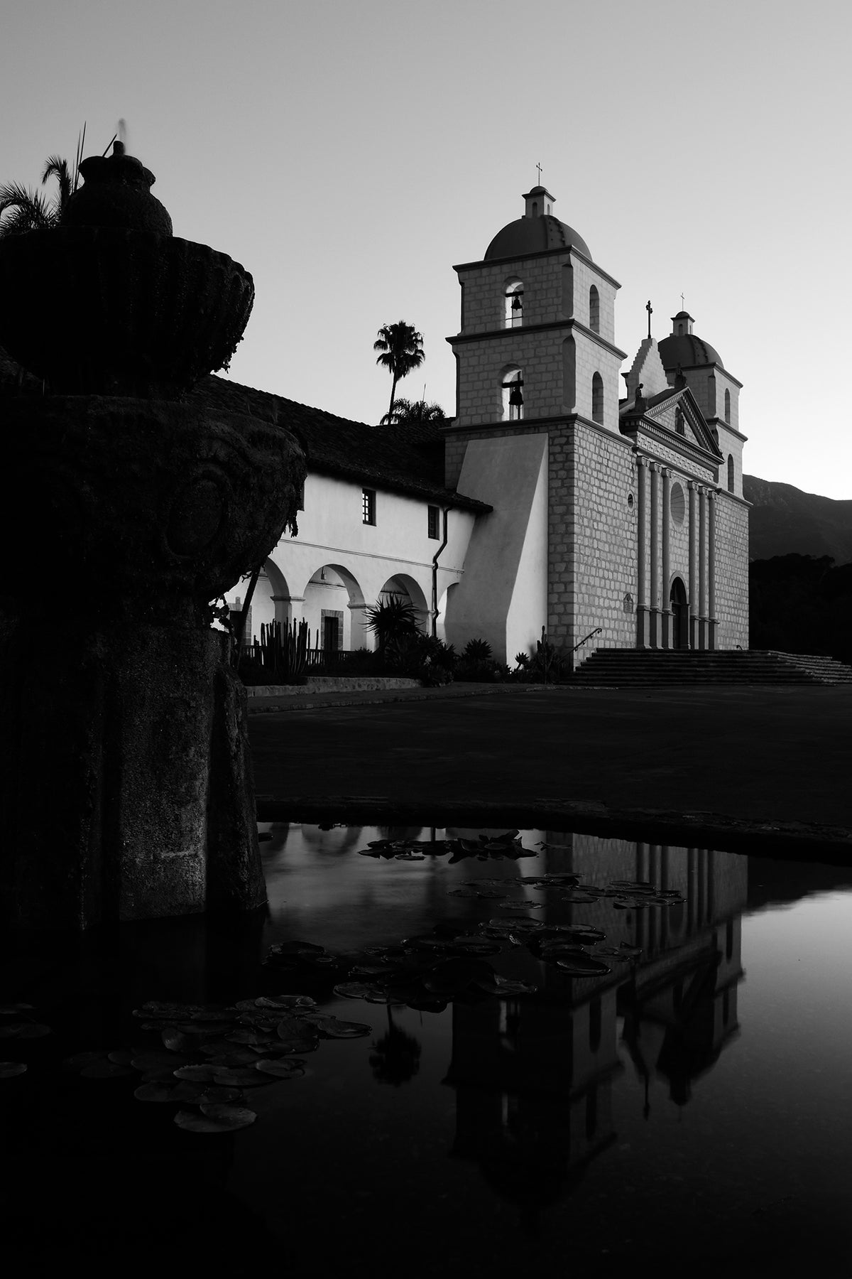 Framed Santa Barbara Mission Black and White