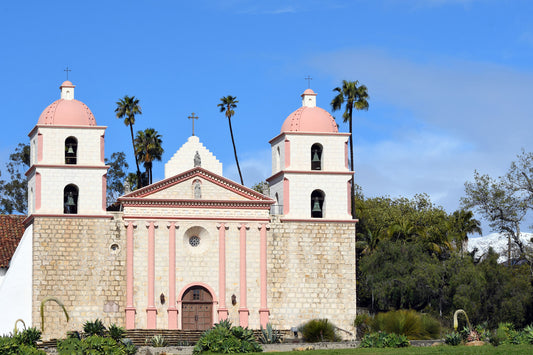 Framed Snowy Santa Barbara Mission